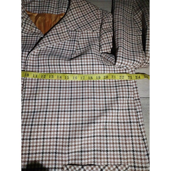 Vintage Susan Lynn Plaid Blazer - Brown Tweed Retro Jacket - Size M - Picture 6 of 12